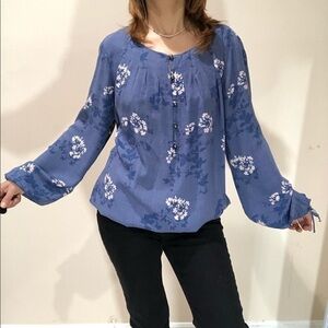 Lucky Brand Tunic Long Sleeve Dark‎ Steel Blue S